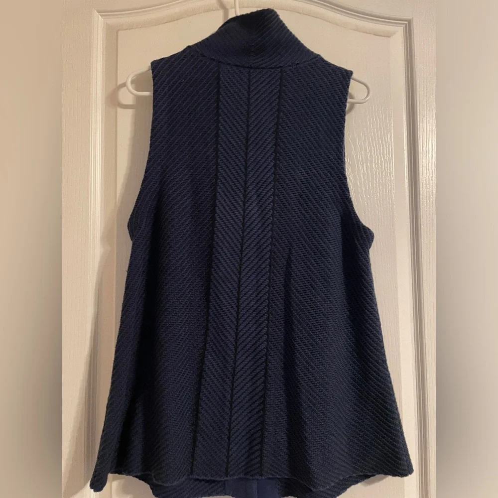 Habitat Clothes To Live In Navy Blue Cotton Knit Button Front Funnel Neck Vest S